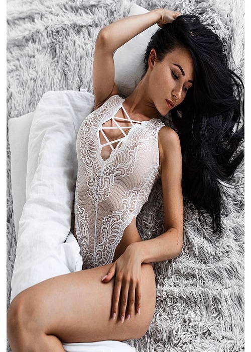 Hvid bodystocking teddy